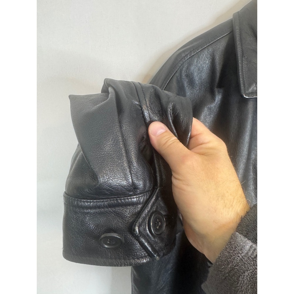 Vintage 90s Gap Mens XL Black Genuine Leather Jacket Quilted Lined Bomber - Picture 2 of 15